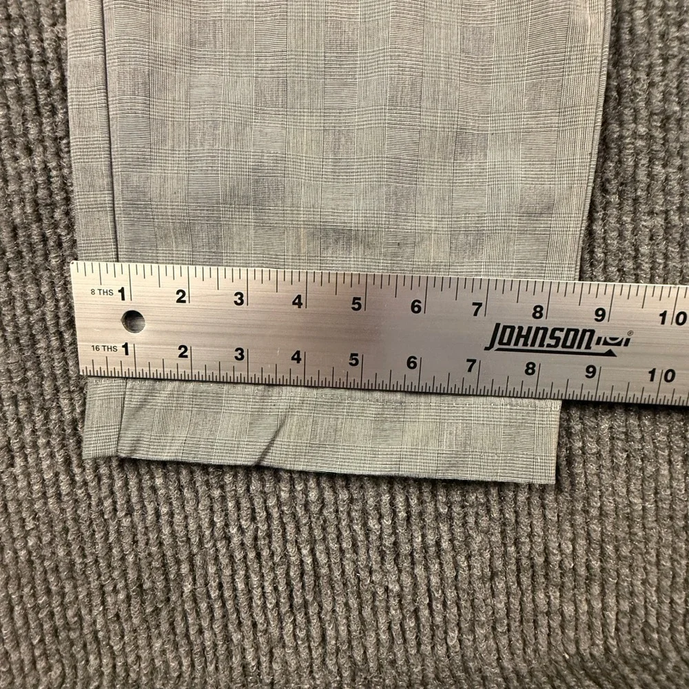 Banana Republic Mens 35x32 Tailored Slim Downtown Plaid Cotton Pants Grey 973528